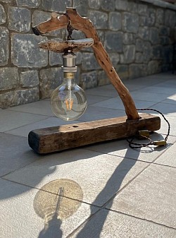 Lamp with a mix of materials