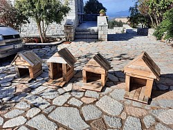 4 cat houses.